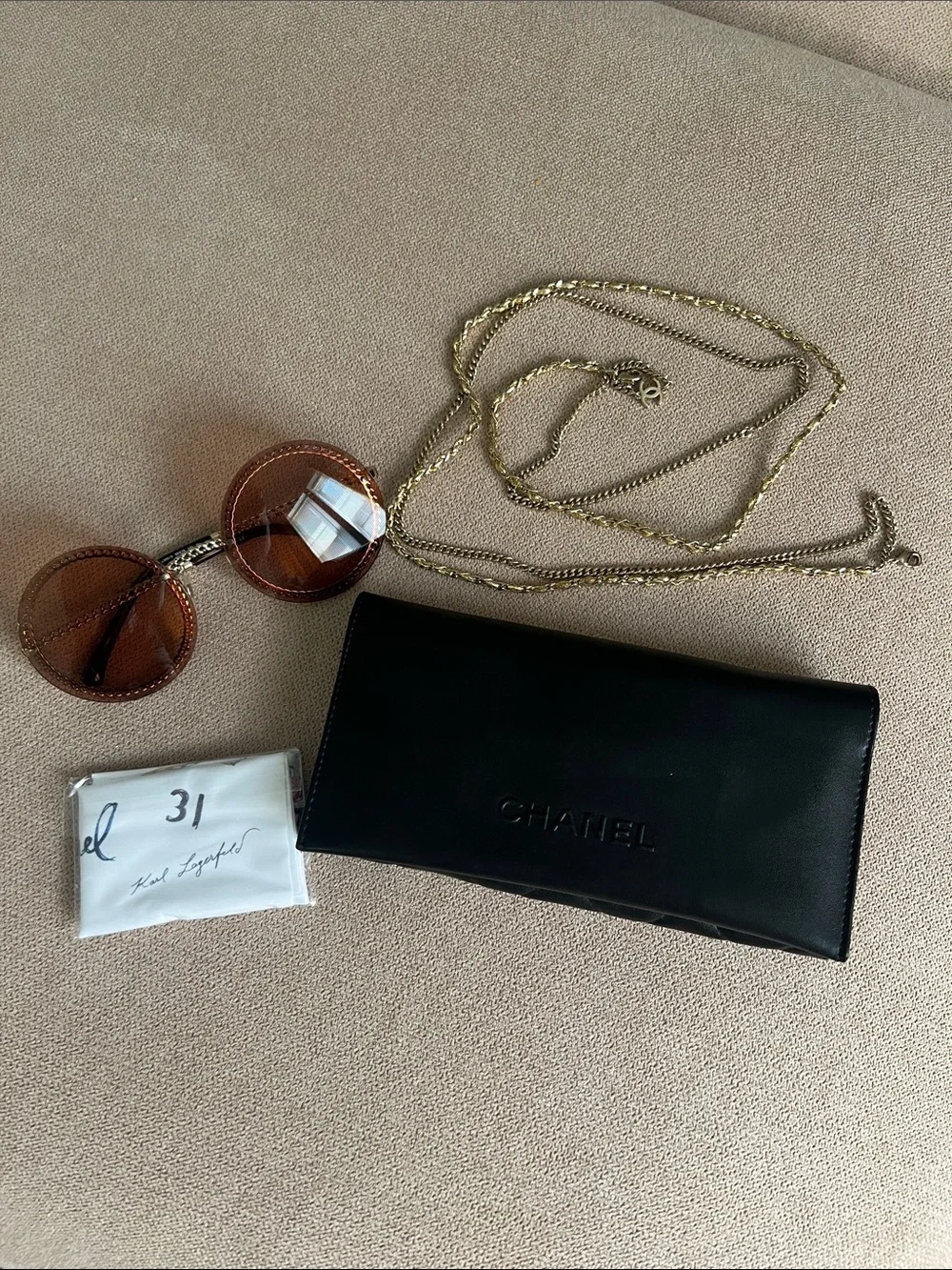 CHANEL 4245 Round Brown Tinted Sunglasses with Gold Chanel Chain - Picture 8 of 11